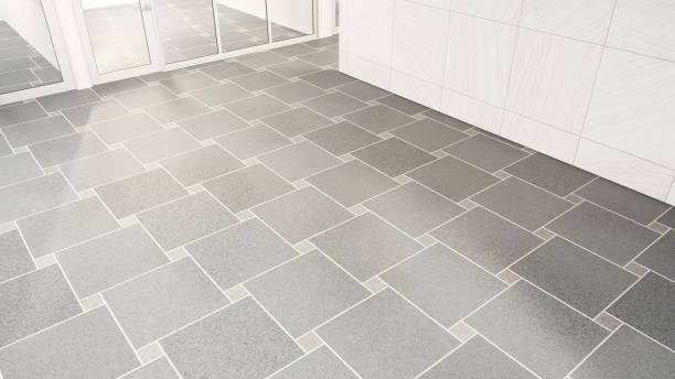 Freshly installed tiled flooring with a clean and polished appearance